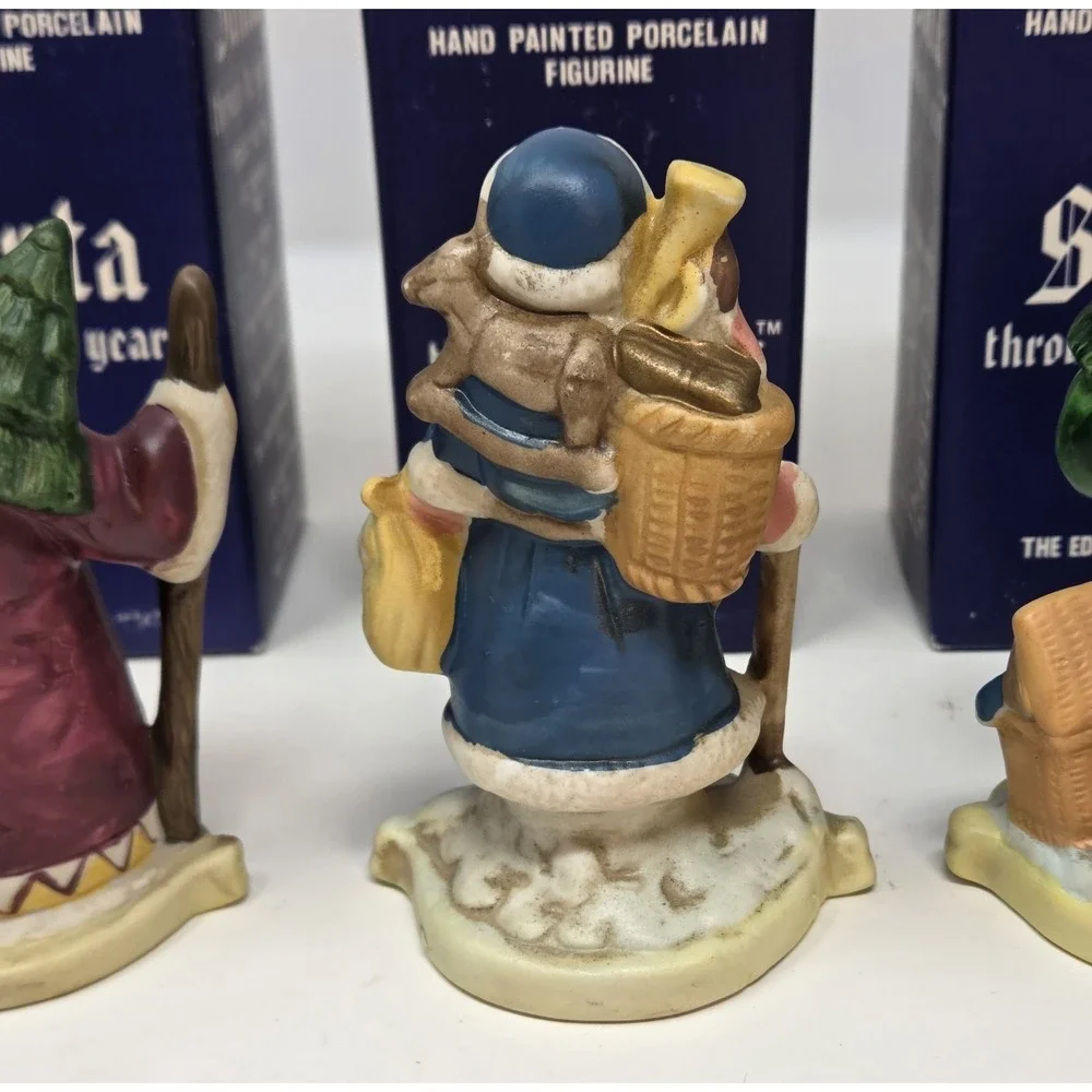 6 Santa Claus Through the Years Figures Figurine Porcelain Holiday Collectibles